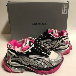 Balenciaga Runner Track Trainers Grey/ Pink/ Black Women Size 6 BST